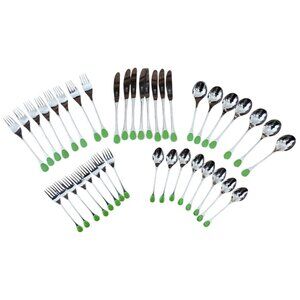 Furst Furosil MCM Happy Day Stainless Steel Green Enamel Flatware 39 Piece
